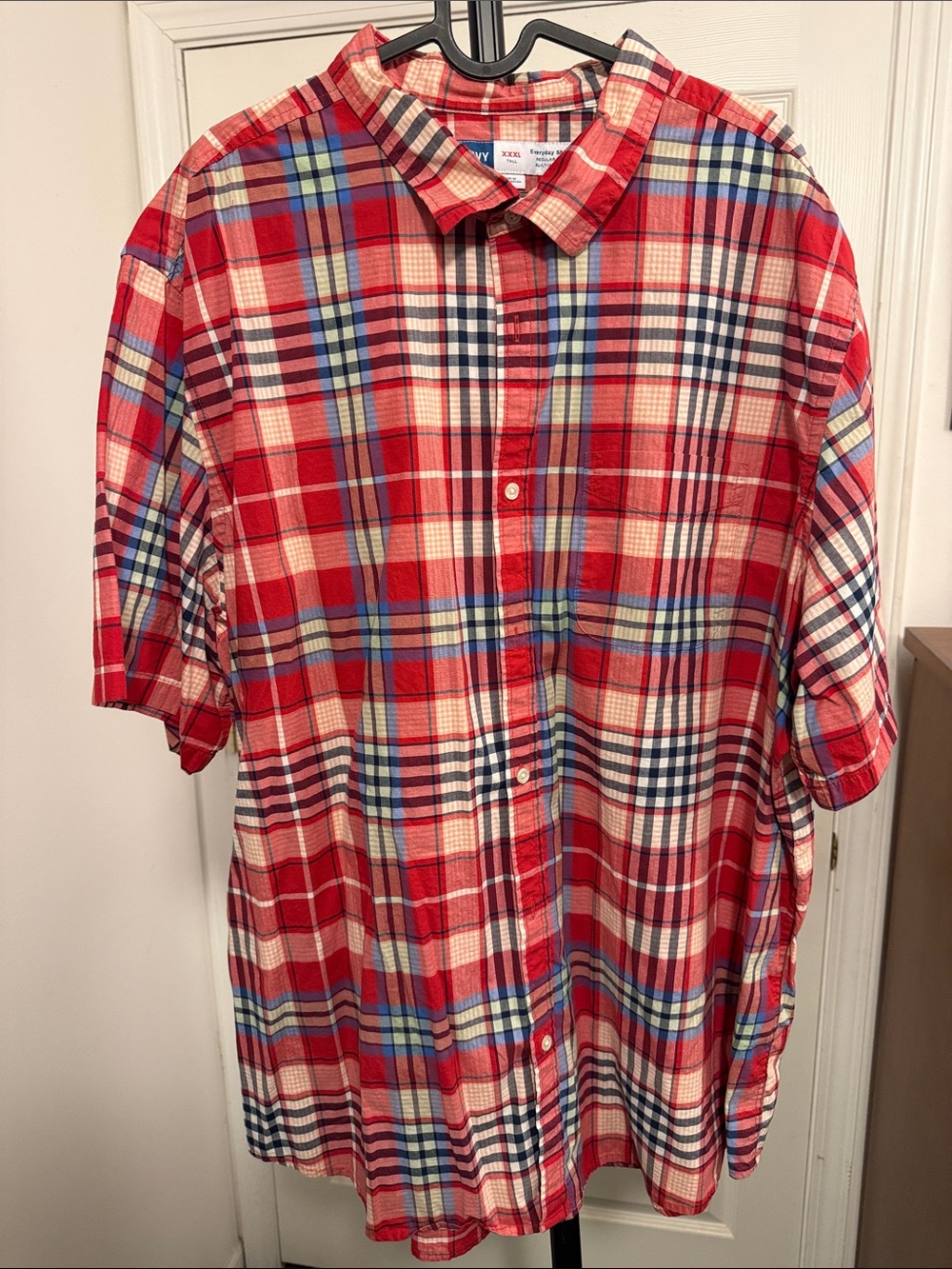 Old Navy Red Plaid 3XLT Short-Sleeve Button-Up Shirt